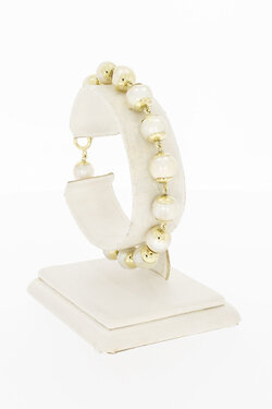 14 Karaat geel gouden Parelarmband - 19 cm