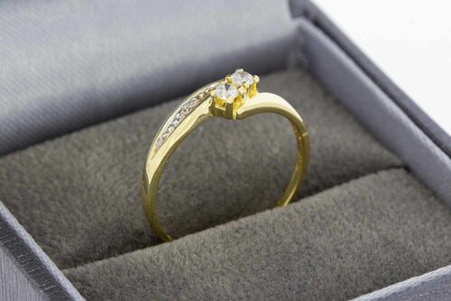 14 Karaat goud damesring met Diamant - 16 mm