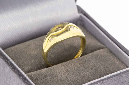 14 Karaat geelgouden diamant ring - 17,1 mm
