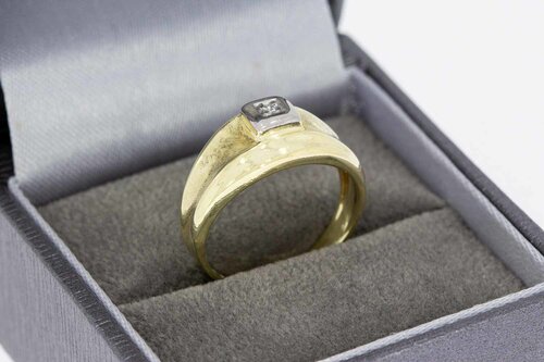 14 karaat goud diamant Pinkring - 17 mm