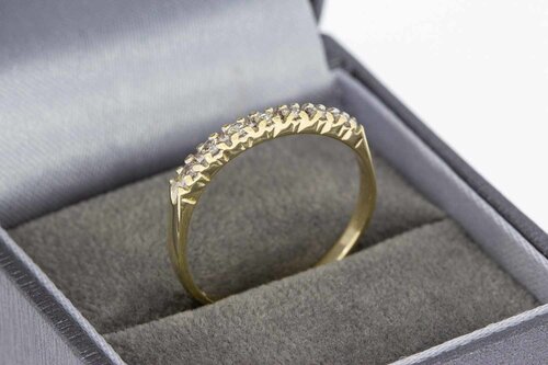 Bicolor gouden rijring dames 14 karaat met diamant