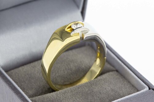 Bicolor gouden statementring 18 karaat met diamant - 22,1 mm