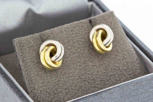 14 karaat bicolor gouden oorknopjes