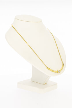 8 karaat Kettingje met Zirkonia hanger - 50 cm