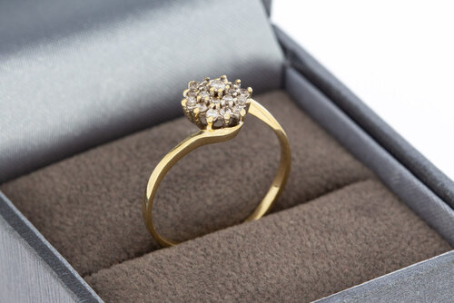 14 karaat damesring met diamantjes - 17,1 mm