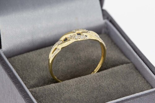 14 karaat bicolor gouden ring dames met diamant - 18,7 mm (1,3 g)