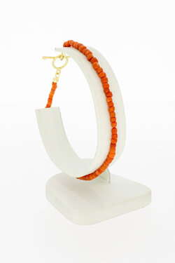 14 karaat Bloedkoraal armband - 21,5 cm