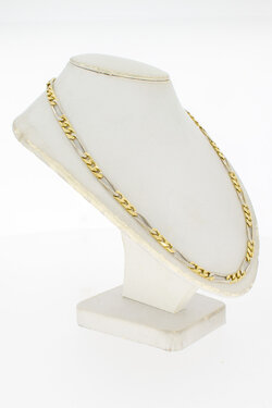 Bicolor gouden figaro ketting 18 karaat - 71,5 cm