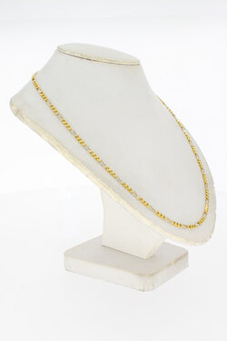 Bicolor gouden figaro ketting 18 karaat - 64,5 cm