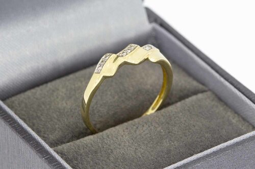 14 karaat bicolor gouden ring dames met diamant 0,015 crt - 17,9 mm