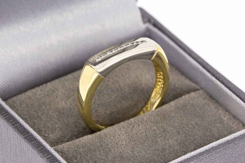 Bicolor gouden aanschuifring dames 14 karaat met diamant - 17,9 mm