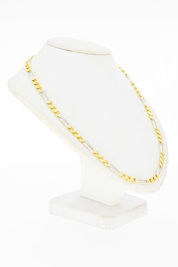 Bicolor gouden figaro ketting 18 karaat - 49,9 cm (22,4 g)