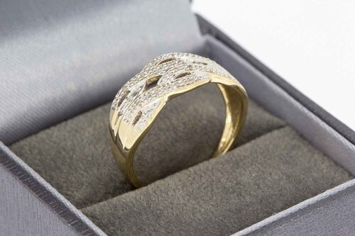 14 karaat bicolor gouden ring dames met diamant - 18,7 mm (3,4 g)