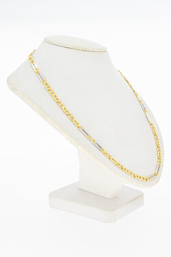 14 karaat bicolor gouden ankerketting - 55,8 cm