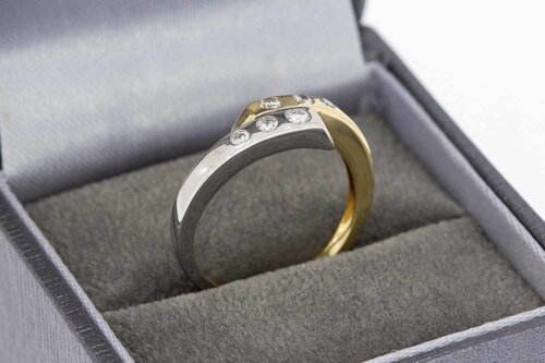 14 karaat bicolor gouden ring dames met diamant - 16,7 mm