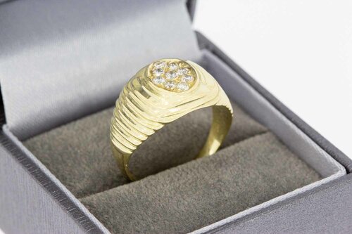 14 karaat gouden pinkring heren met diamant - 19,1 mm