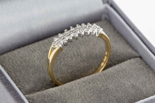 Bicolor gouden aanschuifring dames 14 karaat met diamant - 17,7 mm