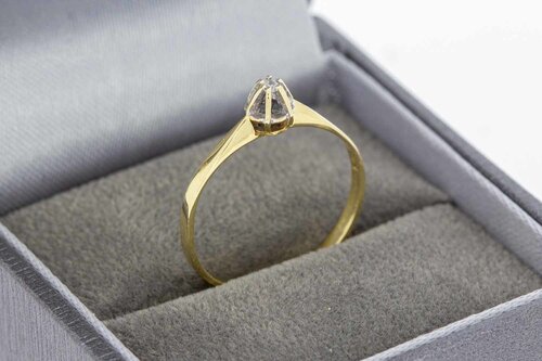 14 karaat bicolor gouden ring dames met diamant 0,01 crt - 17,4 mm