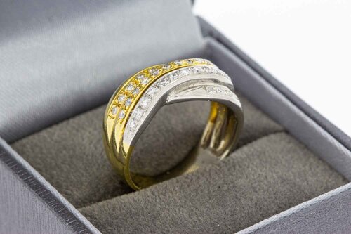 14 karaat bicolor gouden ring dames met diamant - 18,2 mm