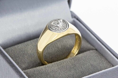 14 karaat bicolor gouden ring met zirkonia - 18,7 mm