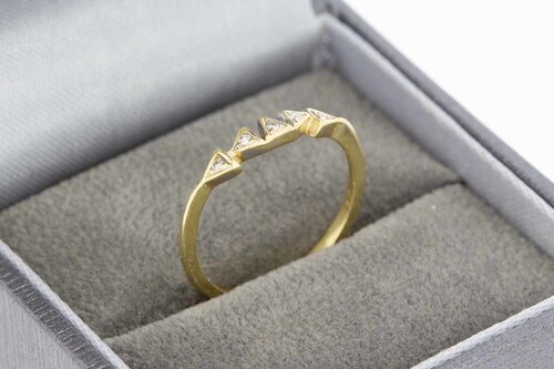 Bicolor gouden aanschuifring dames 14 karaat met diamant - 16,1 mm