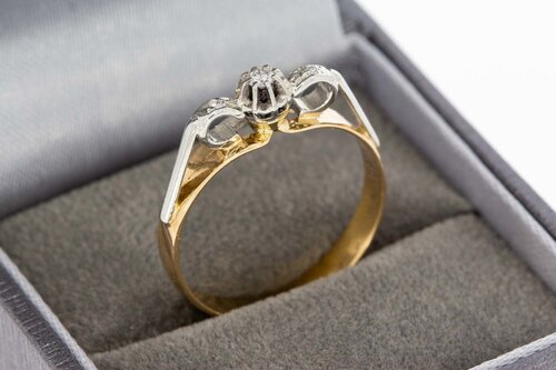 14 karaat bicolor gouden ring dames met diamant - 19 mm