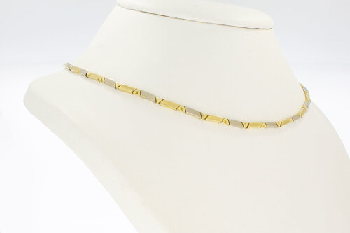 Bicolor gouden choker dames 14 karaat - 46,4 cm