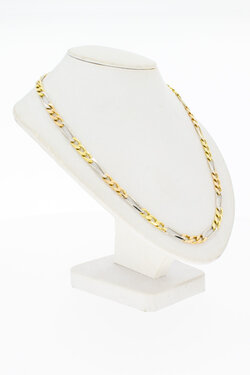 Bicolor gouden figaro ketting 18 karaat - 47 cm