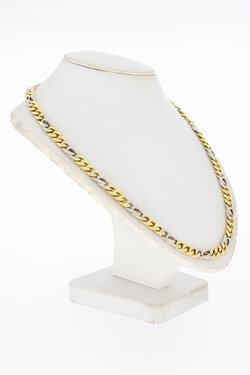 14 karaat bicolor gouden gourmet ketting heren - 61 cm