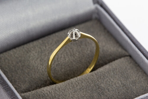 14 karaat bicolor gouden ring dames met diamant - 16 mm