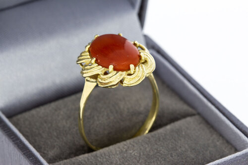 14 Karaat bloedkoraal dames ring - 17,6 mm VERKOCHT
