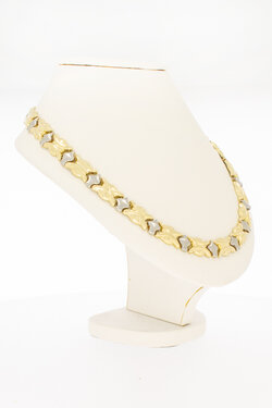 14 karaat bicolor gouden collier dames met saffier - 46,5 cm