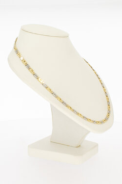 14 karaat bicolor gouden figaro ketting - 61,5 cm