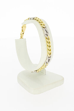 14 karaat bicolor gouden armband met diamant - 18,5 cm