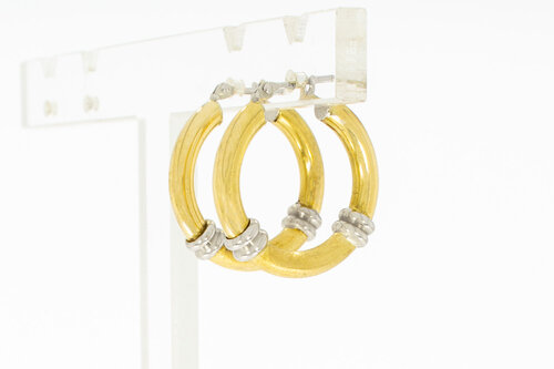 Bicolor gouden oorringen dames 18 karaat - 2 cm