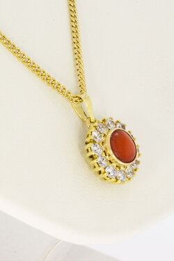 Bloedkoraal hanger 14 karaat goud - 1,5 cm