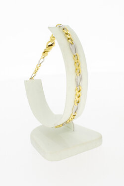 Bicolor gouden figaro armband 18 karaat - 22,5 cm