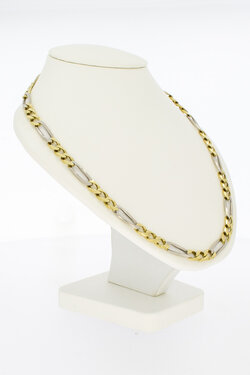 14 karaat bicolor gouden figaro ketting heren - 65,4 cm