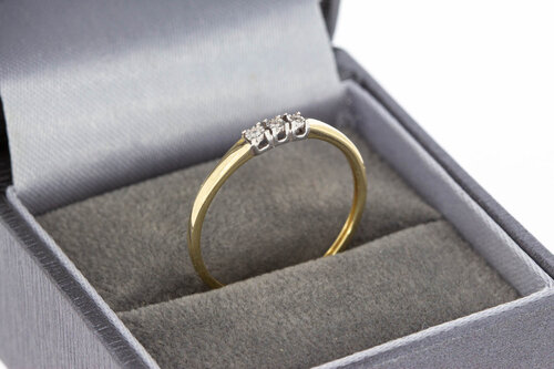 Bicolor gouden aanschuifring dames 14 karaat met zirkonia - 18,3 mm