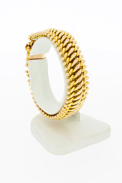 Bicolor gouden armband dames 14 karaat met parel - 17,9 cm