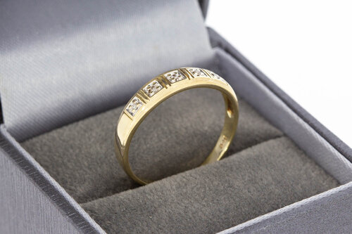 Bicolor gouden bandring dames 14 karaat met diamant - 19,1 mm