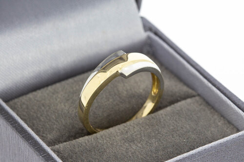 14 karaat bicolor gouden ring dames - 17,2 mm