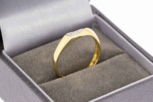 14 karaat bicolor gouden ring dames met diamant - 17,7 mm