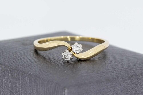 14 karaat bicolor gouden ring dames met diamant - 20,1 mm