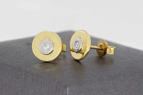 14 karaat gouden diamant oorknoppen dames
