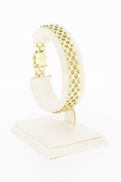 Brede gouden gevlochten armband dames 14 karaat - 19 cm
