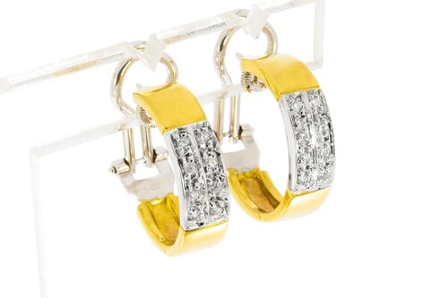 Bicolor gouden creolen dames 18 karaat met diamant - 2 cm