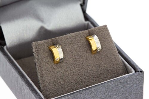 14 karaat gouden oorstekers dames met zirkonia - 0,8 cm