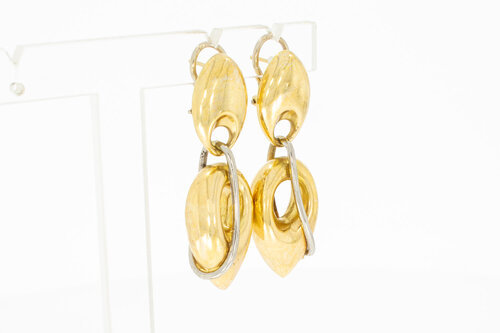 Bicolor gouden oorhangers dames 18 karaat - 4,6 cm
