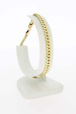 14 karaat bicolor gouden gourmet armband dames - 17,8 cm